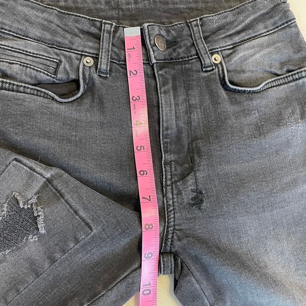 Ksubi Black Faded Denim Distressed Skinny Leg Mid Rise Y2K Designer Jeans 25 - Picture 15 of 16